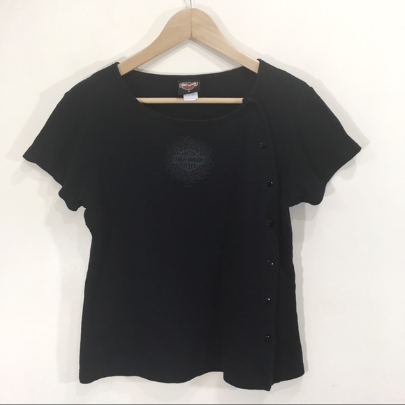 Harley Davidson Snap Button Shirt Black XL